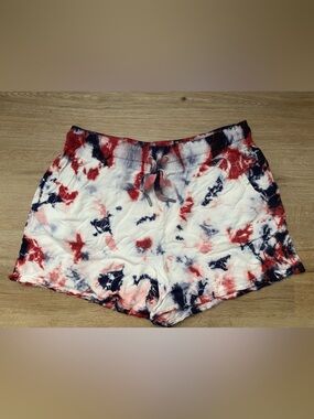 C&C California Red, Navy & White Tie-Dye Athletic Shorts